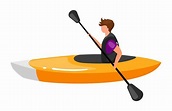 Kayaking flat vector illustration. Extreme sports experience. Active ...