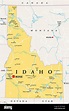 Idaho, ID, mapa político con la capital Boise, fronteras, ciudades ...