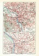 Mülheim an der Ruhr historischer Stadtplan Karte Lithographie ca. 191