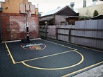 Zurückhaltung Wiedergabe mikroskopisch outdoor basketball court ...
