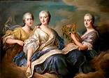 Tres de las Mesdames de Francia,hijas de Luis XV .Luisa,Adelaide y ...
