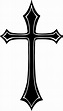 a black and white cross on a white background