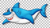 sonriente personaje de dibujos animados de tiburón lindo aislado ...