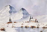 Snow mountain watercolor | Watercolor mountains, Watercolor landscape ...