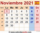 Calendario noviembre 2021 en Word, Excel y PDF - Calendarpedia