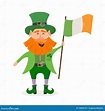 Leprechaun is Holding the Flag of Ireland Stock Vector - Illustration ...