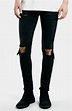 Topman Ripped Stretch Skinny Fit Jeans (Black) | Nordstrom