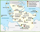 Map of airports in Schleswig-Holstein - Ontheworldmap.com