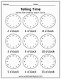 16 Telling Time to the Hour Worksheet, Kindergarten, First Grade ...