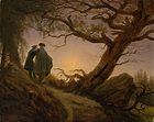 Two men contemplating the moon,Caspar David Friedrich,oil on canvas ...