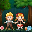 Ilustración de Hansel y Gretel en el bosque 2022