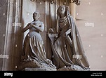 La condesa Margarita III de Flandes (L) y Santa Margarita (R). Detalle ...