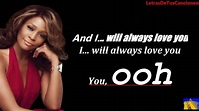 Whitney Houston- I Will Always Love You (Letra) - YouTube