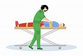 Paramedic giving first aid flat vector illustration. Urgent care ...