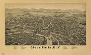 Vintage Pictorial Map of Glens Falls NY - 1884 Drawing by ...