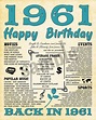 1961, born in 1961, birthday gift, US version, 1961 birthday, 1961 ...