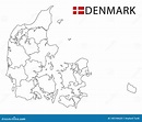 Denmark Map, Black and White Detailed Outline Regions of the Country ...