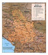 Detailed political map of Serbia and Montenegro with relief - 1997 ...