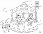 Merry Go Round Line Art Sketch Coloring Page