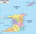 Detailed Political Map of Trinidad and Tobago - Ezilon Maps