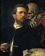 Arnold Böcklin, Selbstporträt mit fiedelndem Tod / Selfportrait with ...