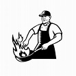 Chef cocinando sartén en blanco y negro 1912942 Vector en Vecteezy