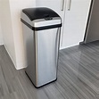 iTouchless 13 Gallon Touchless Garbage Trash Can, Stainless Steel (Open ...