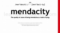 Pronunciation of Mendacity | Definition of Mendacity - YouTube