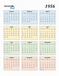 1956 Calendar (PDF, Word, Excel)