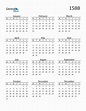 Year 1588 Free Printable 12-Month Calendar