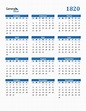 1820 Calendar (PDF, Word, Excel)