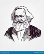 Karl Marx Vector Sketch Portrait Isolated Editorial Stock Photo ...