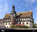 Vistas de la ciudad de Höxter, Alemania con casas de entramado de ...