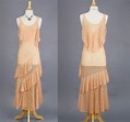 Vintage 1930s Dress, 30s Bias Cut Lace Evening Dress with Tiered Skirt ...