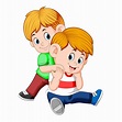 Niño y su hermano en su espalda jugando juntos | Vector Premium