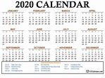 Get Organized In 2020 With Free Printable Calendar Templates - TRENDEDECOR