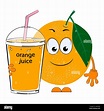 Zumo de naranja y naranja de dibujos animados. Ilustración vectorial ...