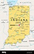 Indiana, IN, political map, with the capital Indianapolis, and most ...