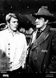 Peter Graves directing his brother James Arness on the set of GUNSMOKE ...