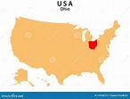 Ohio State Map Highlighted on USA Map. Ohio Map on United State of ...