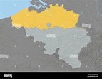 Flemish Region, Belgium, Relief Map Stock Photo - Alamy