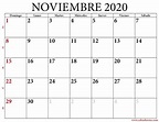 Calendario de noviembre de 2020 para imprimir gratis - Calendarena