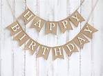 Personalized birthday banner burlap birthday banner happy | Etsy