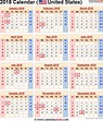 2018 calendar with holidays usa