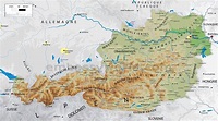 Geographical map of Austria: topography and physical features of Austria