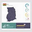 Plantilla de mapa de ghana y bandera infografía | Vector Premium