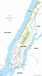 A ilha de Manhattan, mapa - Mapa da ilha de Manhattan (Nova York - EUA)