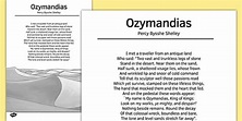 Ozymandias by Percy Bysshe Shelley Poem (teacher made)