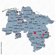 Niedersachsen Landkarte mit den Landkreisen und Städten Stock Vector ...