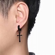 Rock Punk Hip-hop Stainless Steel Cross Dangle Earrings Jewelry for Men ...